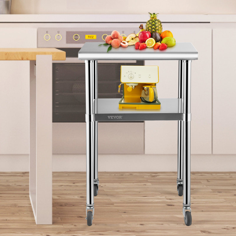 24" x 24" Stainless Steel Work Table with Wheels