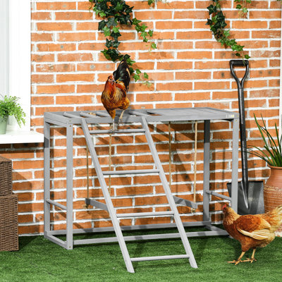Wooden Chicken Play With , Gray For 3 - 4 Improves Chicken's Balance And Provides An Engaging Experience Coop Accessory, Swing Perch Birds Encourages Physical Activity Enhances Health