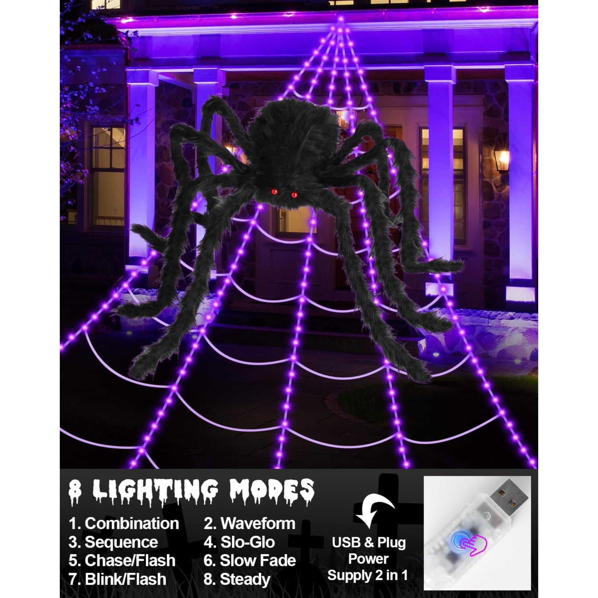 The Holiday Aisle® Brighter Spider Webs Halloween Decorations Lights