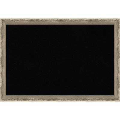 Mila Dark Silver Wood Framed Corkboard, Black Cork Bulletin Board, Organization Board, Pin Board