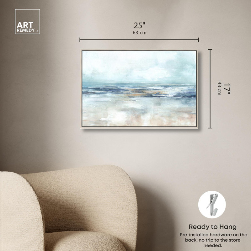 Reproduction d'art sur toile, "Méditerranée bord de mer" par Art Remedy, H 24 po x l 16 po, Cadre argenté