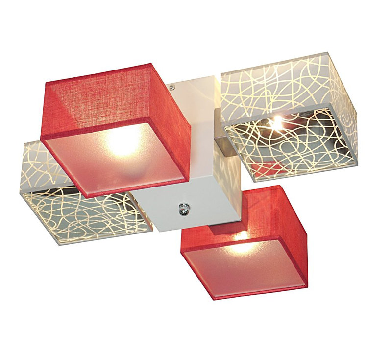 Miranda Semi Flush Mount, Light Brown, Silver/Red