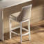 Tabouret de comptoir de 26 po, structure blanche, similicuir gris, pivotant à 180 degrés avec retour automatique, siège spacieux de l 18,5 po x P 17 po, assemblage articulé au doigt, patins de protection en plastique