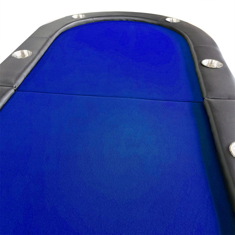 INO Design 73" 8-Player Foldable Poker Table, Light Series With Padded Rails Cup Holders, Red, Blue