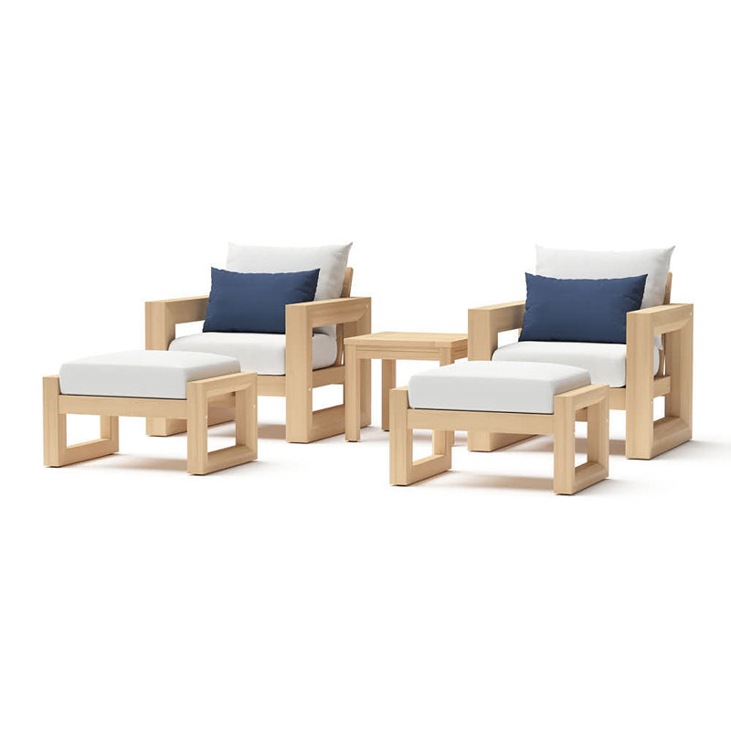 Sehrish 5 Piece Seating Group with Sunbrella Cushion Covers, Canvas Regatta Sunbrella® Canvas