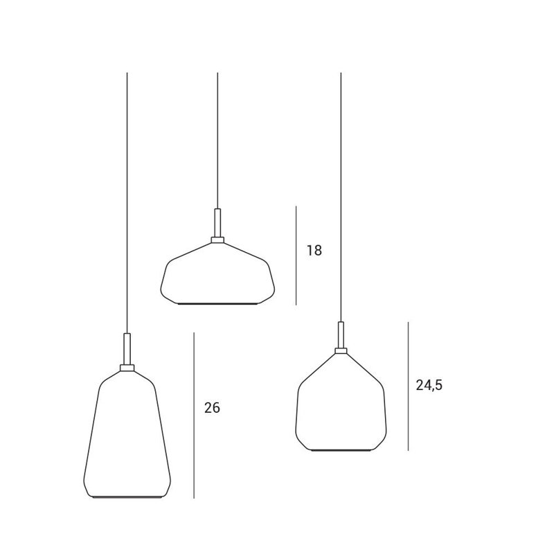 Colusa 3 - Light Gold Cluster Pendant, Smoked/Honey/Sky Borosolicate