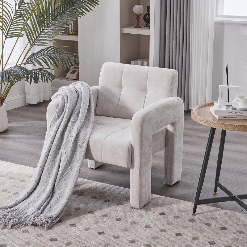 Fauteuil moderne minimaliste, fauteuil rembourré pour salon, chambre à coucher, bureau, Beige