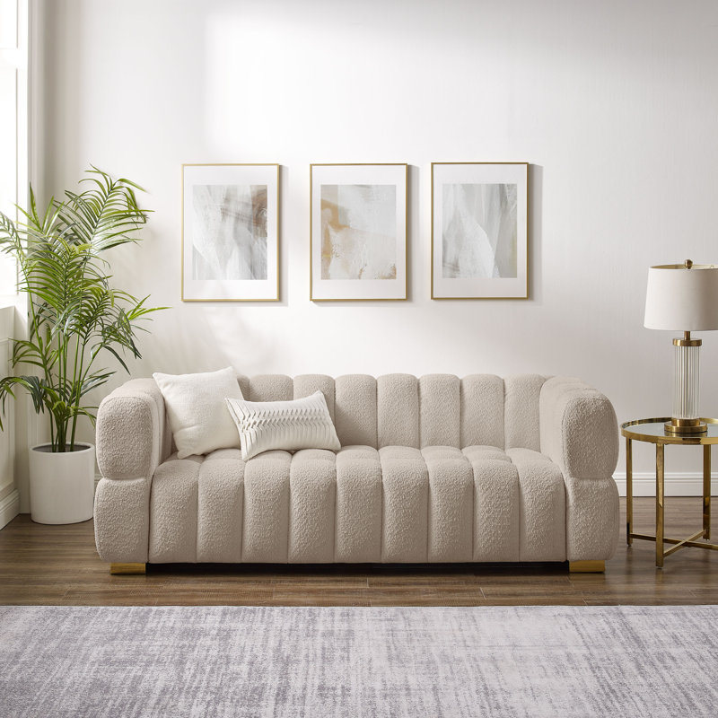 Marceil Upholstered 85.03'' Sofa, Camel 100% Polyester