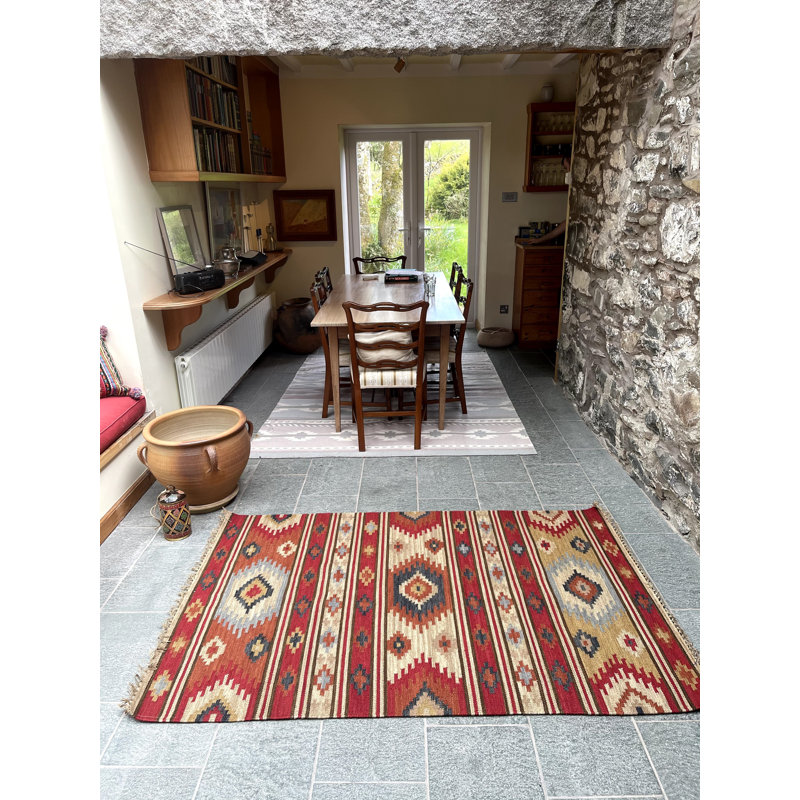 Siglinde Striped Wool Hand Woven Area Rug, Rectangle 120 x 180cm