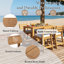 Ensemble 5 pièces de table de bar rustique avec chaises ergonomiques C Coussin amovible T Teck clair et beige） op Plateau de table à lattes en bois massif pour bord de piscine, balcon, cour arrière, porche-1455349787