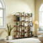 Bibliothèque à 5 niveaux avec bureau ouvert, tablette de style industriel rétro avec structure en métal-79204194