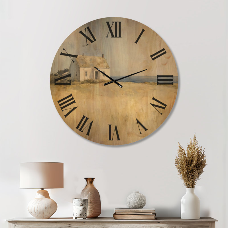 Horloge murale décorative Salt Grass Homestead - Style côtier, imprimé sur bois, Medium