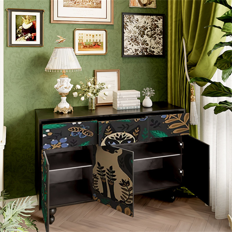 Armoire d'appoint et bahut Painting, Noir + multicolore