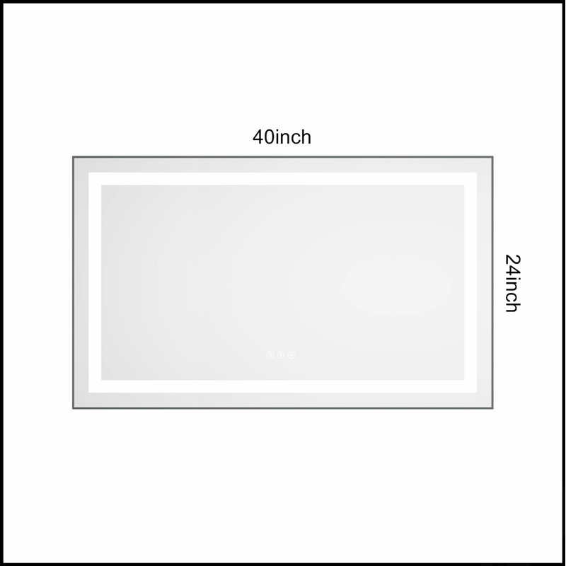Miroir de salle de bain DEL, Gris, 24 po x 40 po