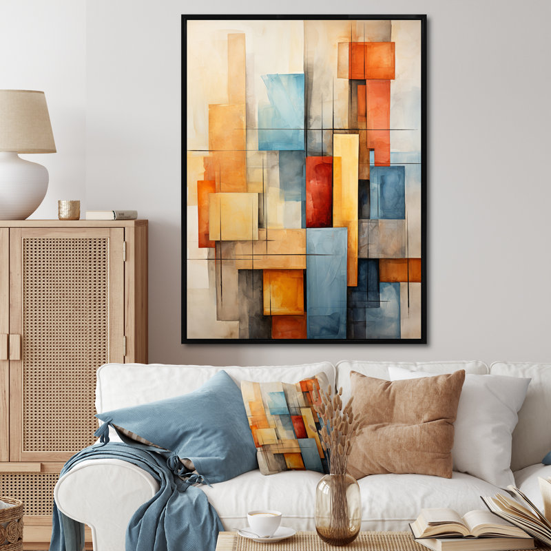 «Hearl Cubism Fragmented Perspectives III», reproduction sur toile, H 40 po x l 30 po x P 1,5 po, Cadre flottant noir