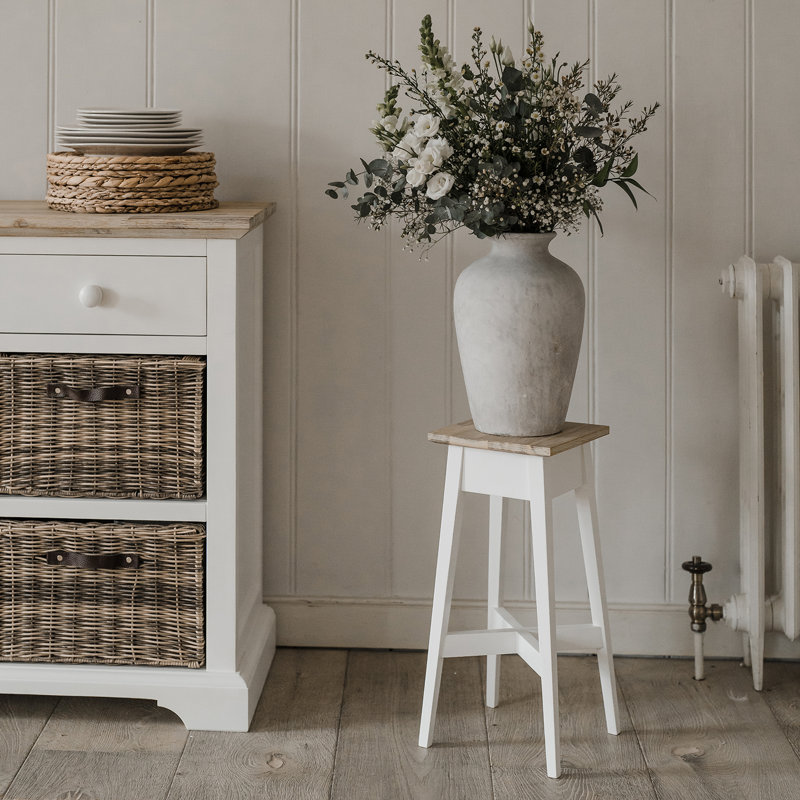 Decatur Solid Wood Pine Plant Stand 2 Tier, H50 x L24 x D24cm, White