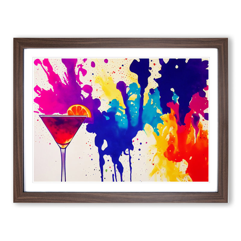 Cocktail Paint Splash Vol.1 Abstract - Framed Print, 25cm H x 34cm W x 2cm D, Walnut