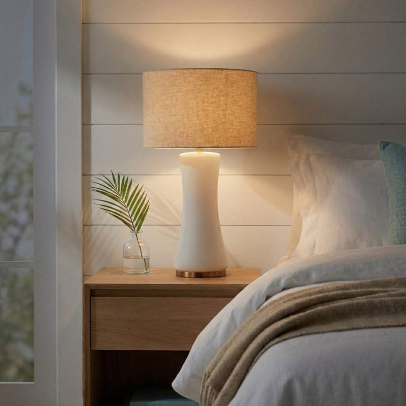 Nightstand Light, Off White Table Lamp