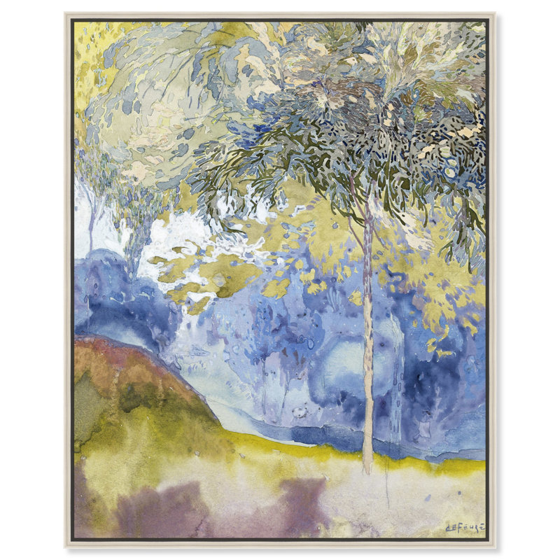 Paysage boisé sur toile, art classique rétro par Art Remedy, Cadre argenté, H 25 po x l 21 po