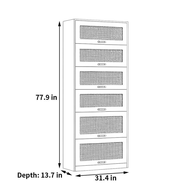 Rabehi, (6 tablettes) H 77,9 po x l 31,4 po x P 13,7 po, Brun
