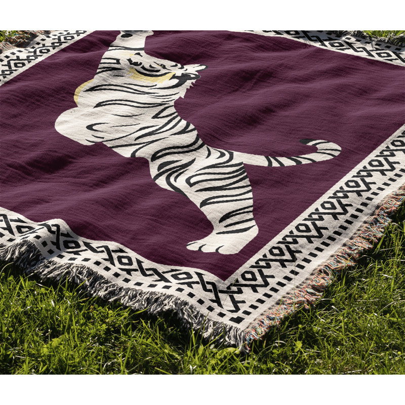 Jeté de lit Kat Tiger, Pourpre / Blanc cassé, L 70 po x l 50 po