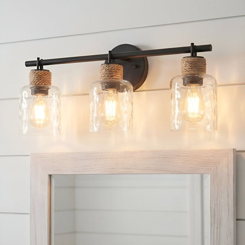 Éclairage pour salle de bain 3 lumières à intensité variable Alyce, Noir, Trois lumières