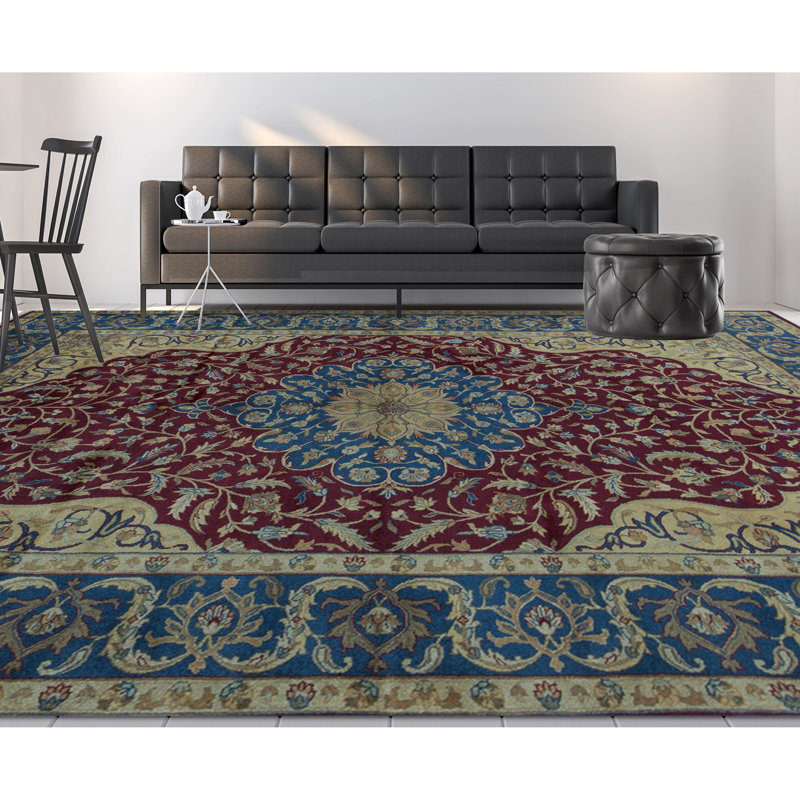 Bikaner Wool Oriental Area Rug in Red/Blue/Beige