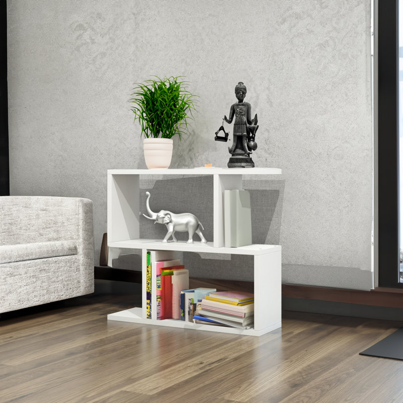 Table de bout avec tablette de rangement Achiles, Blanc, 16,9 po x l 43,3 po x P 14,6