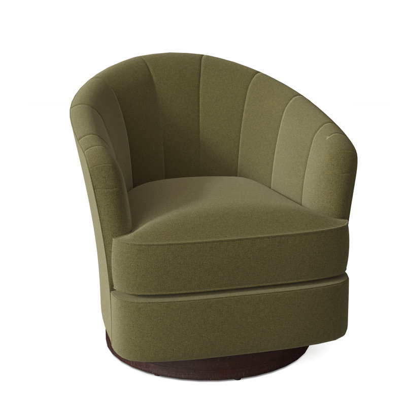 Tipsy Upholstered Swivel Barrel Chair, Espresso, Sage (8789 30)