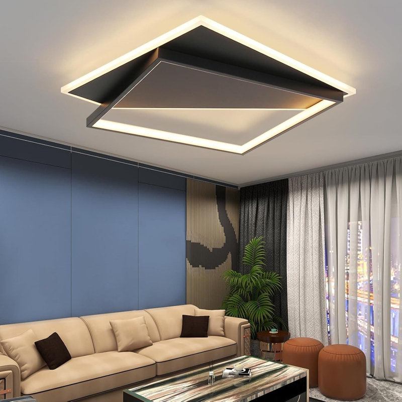 Black Offset Ladder Square Flush Mount