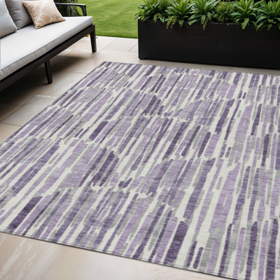 Tapis d'intérieur lavable abstrait ivoire 5 pi x 8 pi mauve