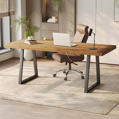 Solid Wood Top Metal Base Executive Desk