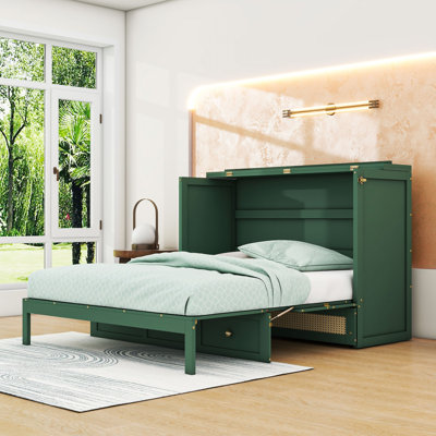  Lit escamotable en bois avec grands tiroirs Conayr