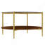 Table basse ronde moderne dorée double couche + verre trempé + rangement et décoration + 32,28 po de diamètre