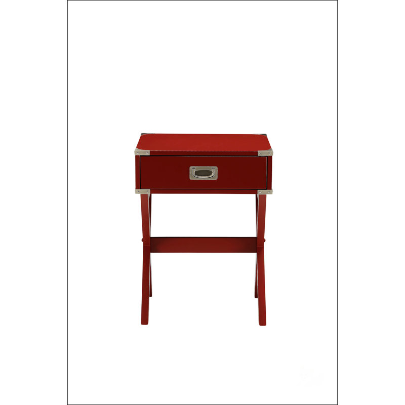 Accent Table With A Single Drawer, Red