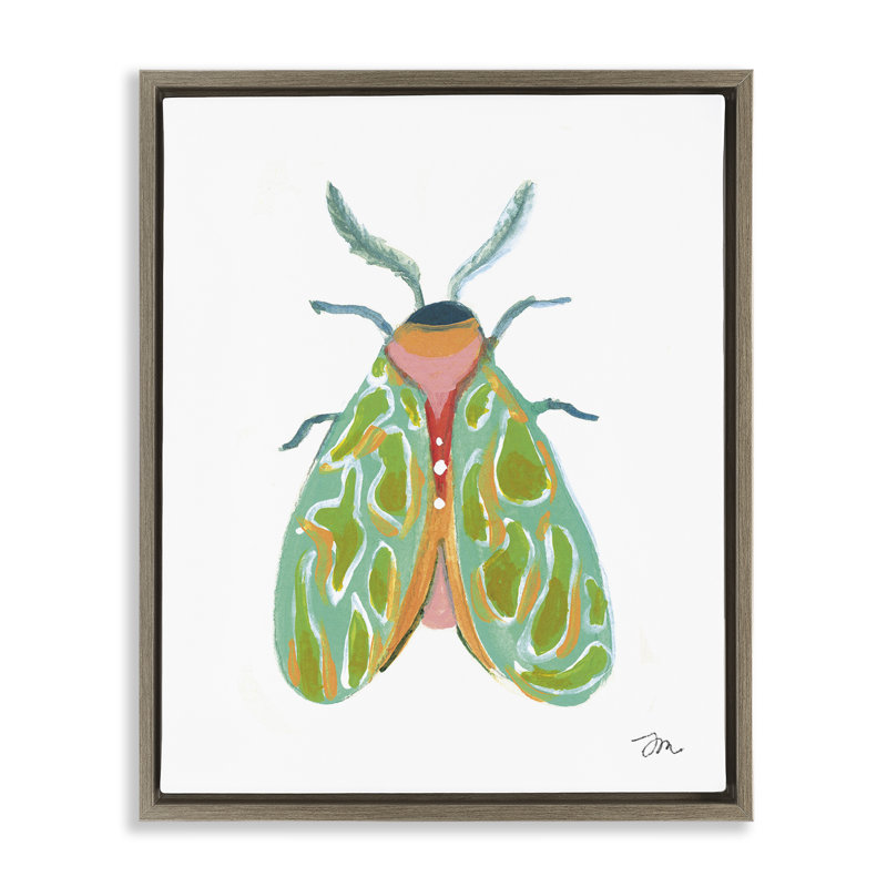  Art mural sur toile flottante à motif de papillon vert par Jessica Mingo, H 21 po x l 17 po, Cadre flottant orme Montalcino