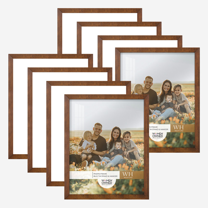 Ensemble de 8 cadres muraux en bois 8 pièces, 11 po x 14 po, Noyer