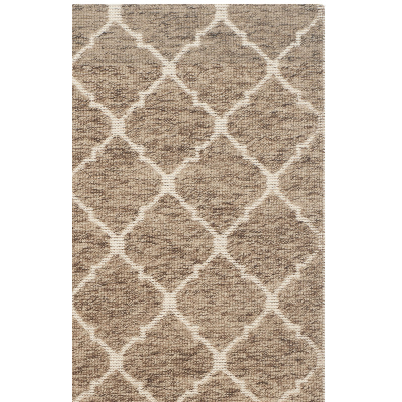 Vermont Martha Stewart Wool/Cotton Hand Woven Geometric Rug in Beige/Ivory, Rectangle 4' x 6'