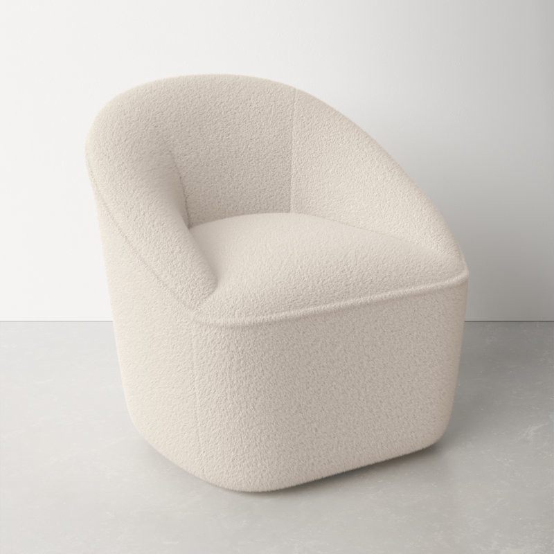 Fauteuil demi-tonneau Alemar, 100% polyester blanc laiteux