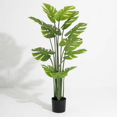 Large Artificial Split-Leaf Monstera Deliciosa Plant in Plastic Pot