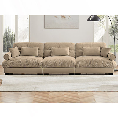Très grand canapé moderne à 3 places, canapé surdimensionné avec coussins de taille et coussins décoratifs