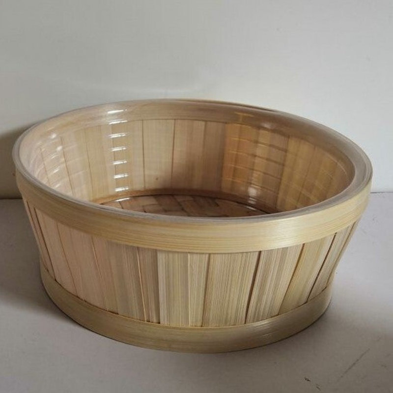 Panier en lattes de bambou naturel, H 4 po x l 10 po x P 10 po