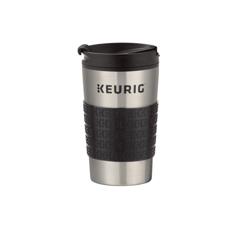12 oz Stainless Steel Insulated Travel Mug with Black Grip
