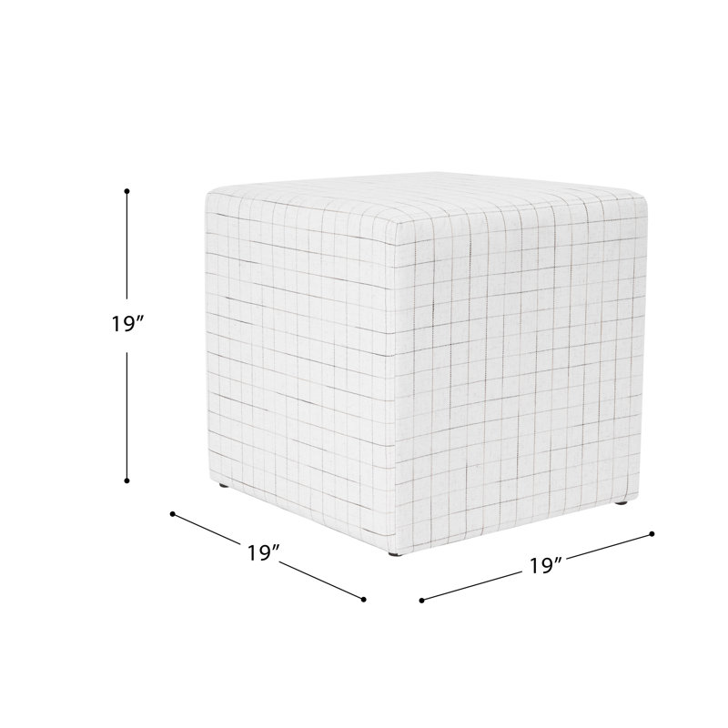  Repose-pieds Soft Cube - naturel, Tissu écossais crème