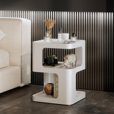 Modern Side Table, Metal Bedside Table With Storage