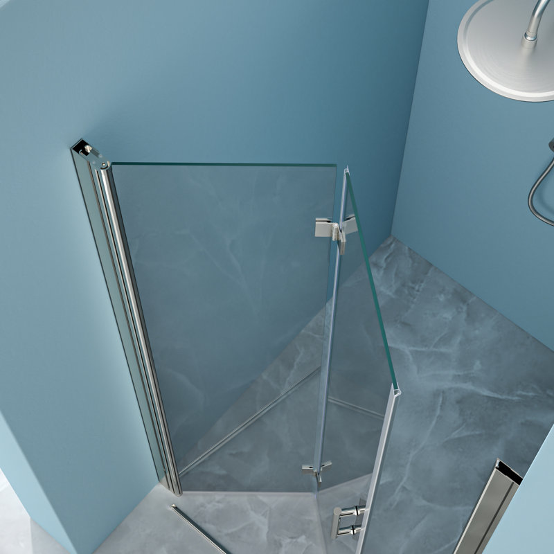Porte de douche pliante en verre trempé de l 36 po x H 72 po, à surface coulissante, embuage peu encombrant,
