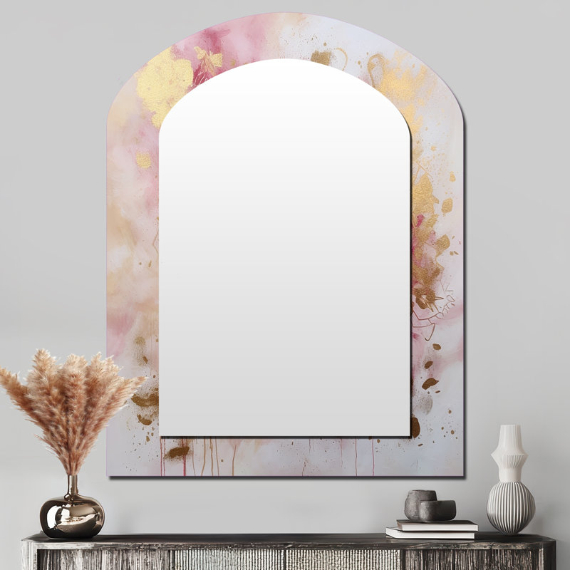 Rose Gold Mandala III - Boho Mandala Asymmetrical Unique Wall Mirror, Traditional Unique Shape Mirror, Printed Metal Art