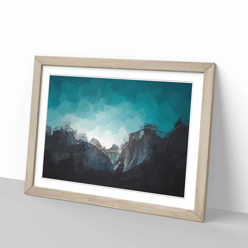 Yosemite Valley at Dusk in Abstract - Picture Frame Graphic Art Print, 40cm H x 60cm W x 2cm D, Oak