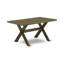 Ensemble de table à manger 5 pièces pour 4 personnes comprenant une table de cuisine rectangulaire avec pattes en X et 4 chaises de salle à manger Parsons en tissu lin bleu.-473176363