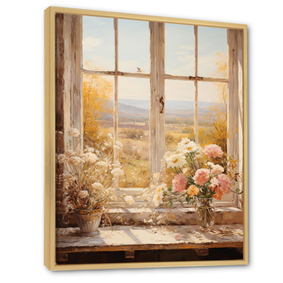 Vintage Floral Meadow Windows View 3 - Meadow Wall Art